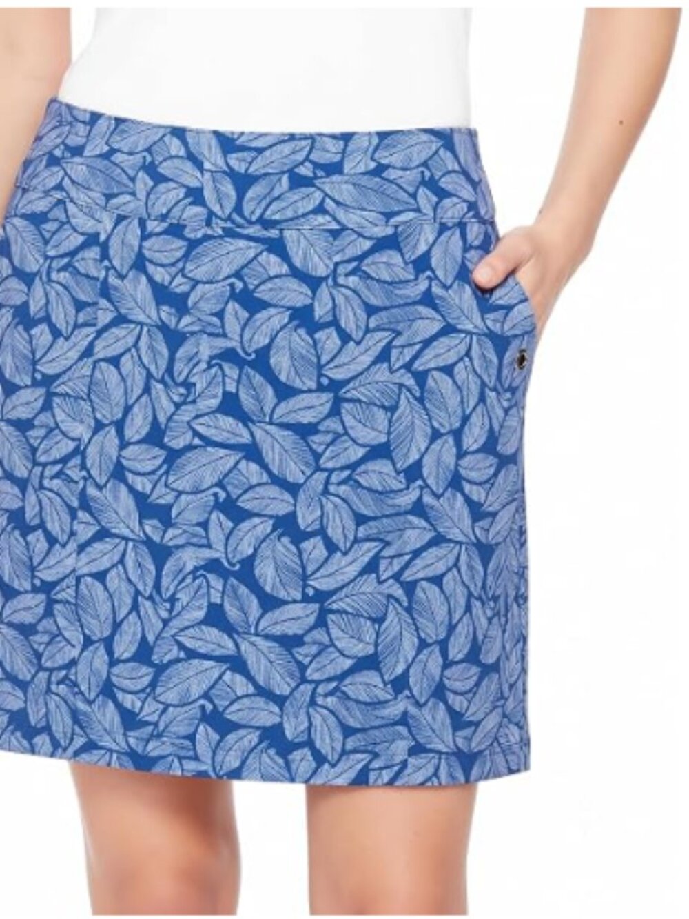 SC& Co Large Blue White Leaf-Print Mini Skort Golf Tennis Pickleball Athleisure